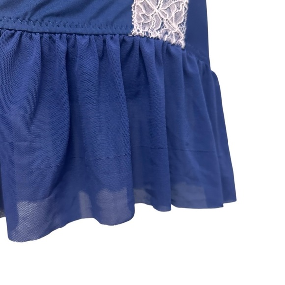 Adore Me Chemise Lingerie Dainty Coquette Lace Mesh Blue Size Small - Picture 4 of 7